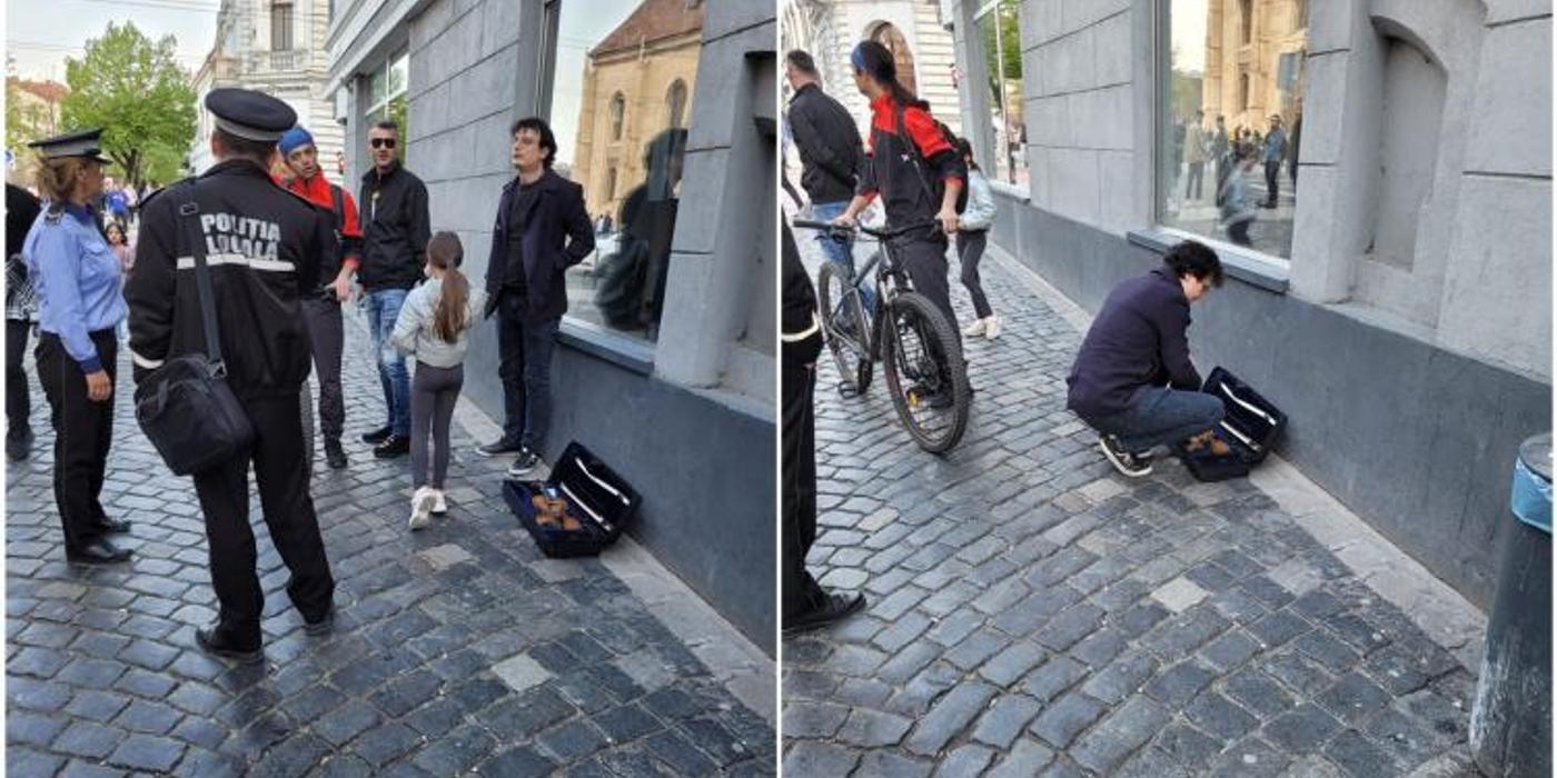 Un tânăr muzician care cânta pe strada Matei Corvin din Cluj-Napoca, a fost alungat de polițiștii locali