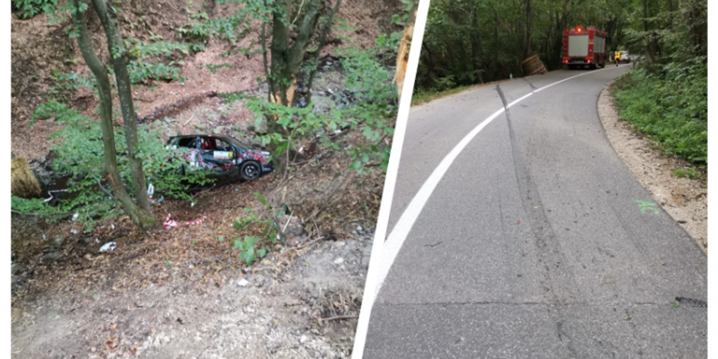 Accident la Raliul Clujului! Un autoturism a căzut într-o râpă adâncă de 5 metri