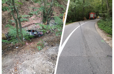 Accident la Raliul Clujului! Un autoturism a căzut într-o râpă adâncă de 5 metri