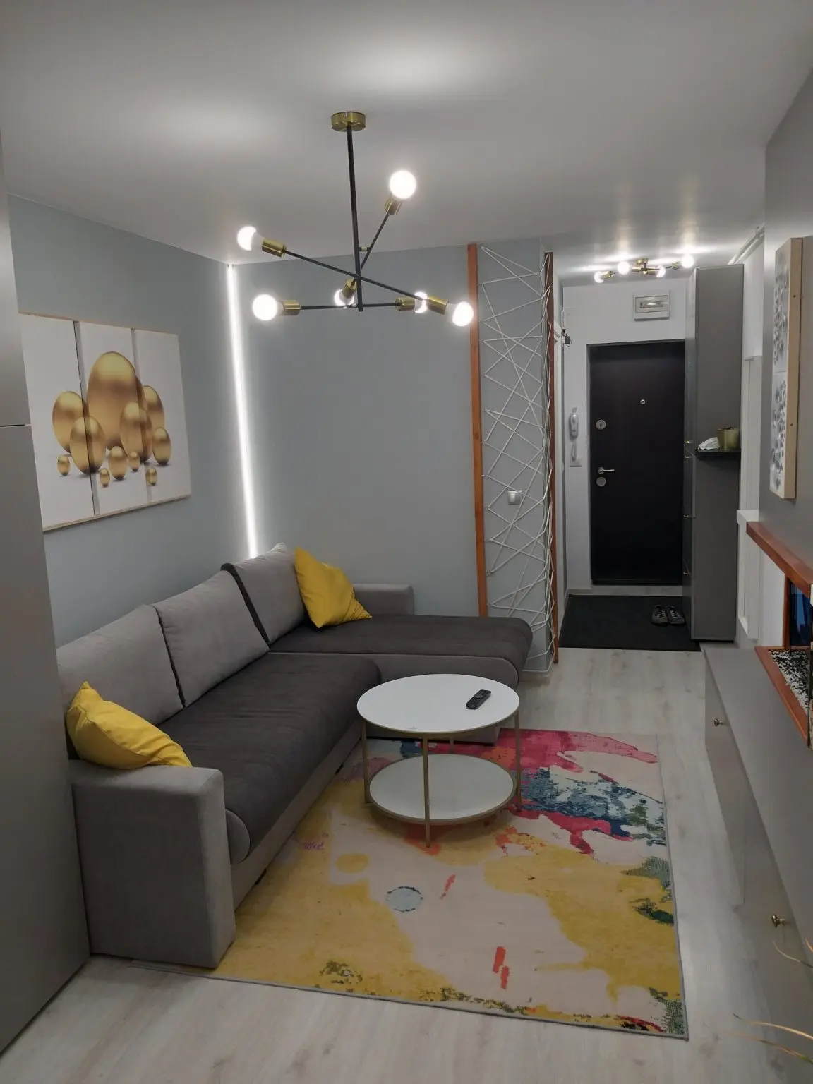 Functionalism si eleganta in nuante de gri Amenajare garsoniera de 25 mp