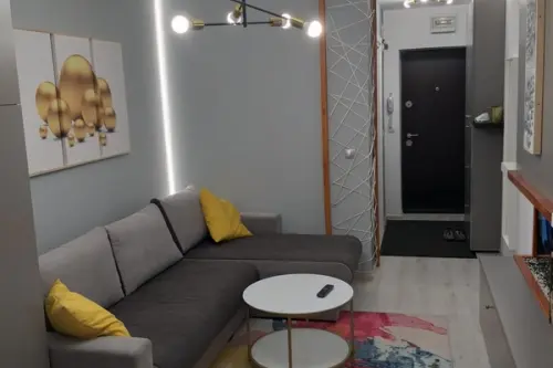 Functionalism si eleganta in nuante de gri Amenajare garsoniera de 25 mp