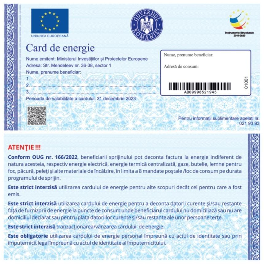 Ministerul Investiţiilor şi Proiectelor Europene: Peste 13.000 de plăţi cu cardurile de energie, în valoare de 4,3 milioane de lei