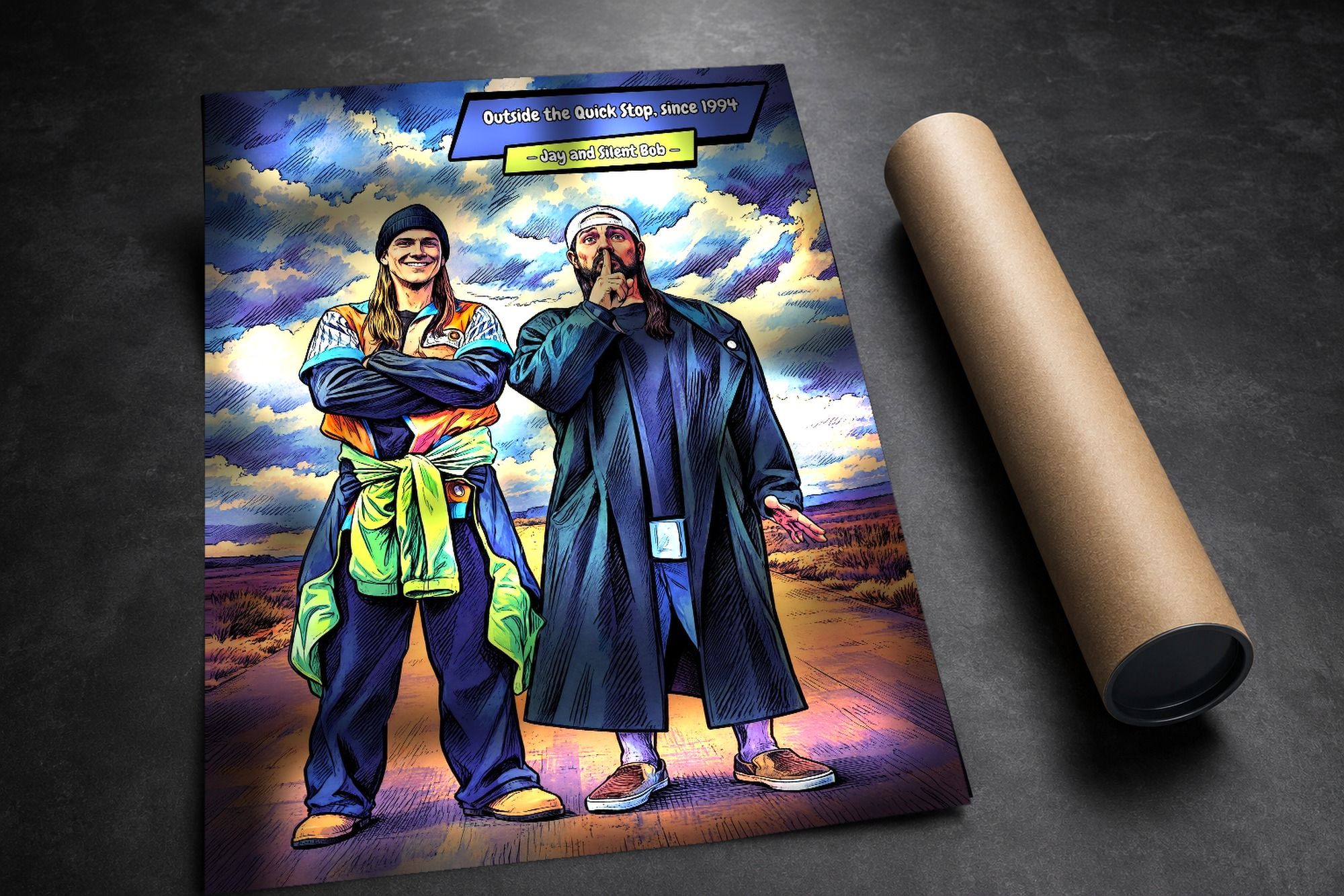 Jay & Silent Bob lifestyle mockup — Comic Strip Canvas