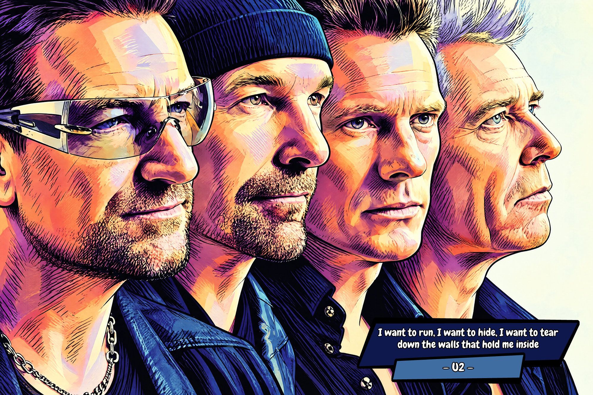 U2 — Comic Strip Canvas