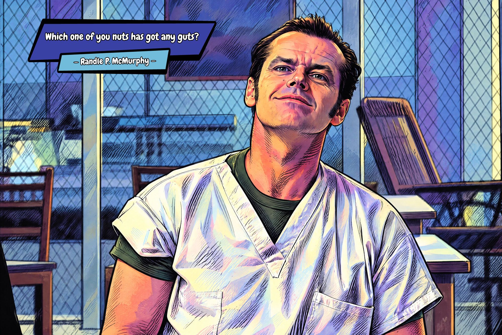 One Flew Over The Cuckoos Nest — Comic Strip Canvas