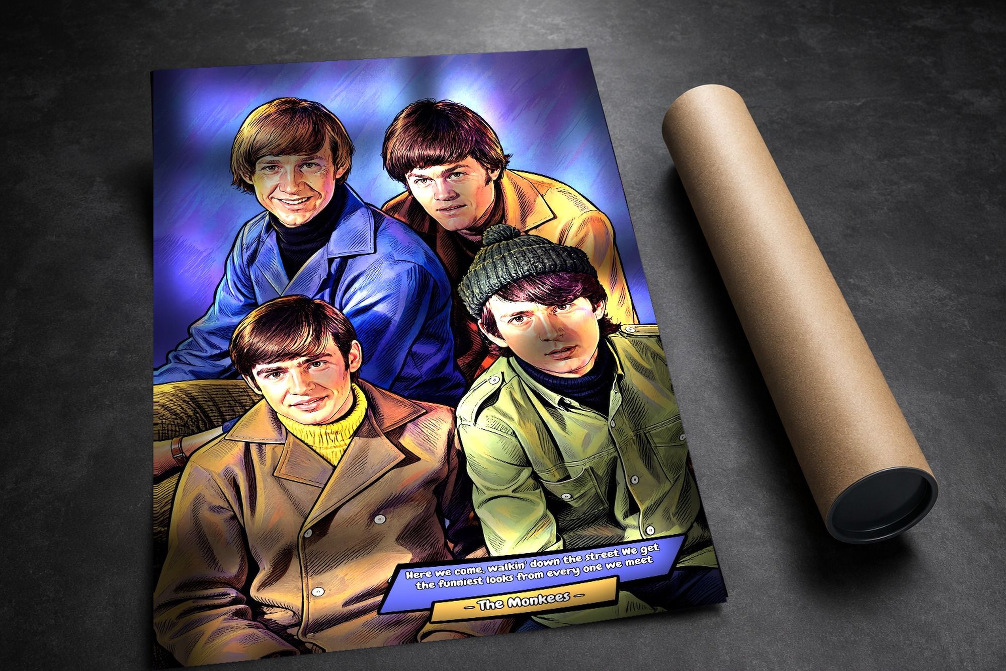 The Monkees lifestyle mockup — Comic Strip Canvas