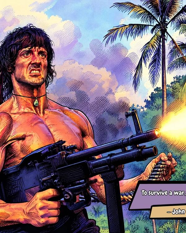 Rambo — Comic Strip Canvas