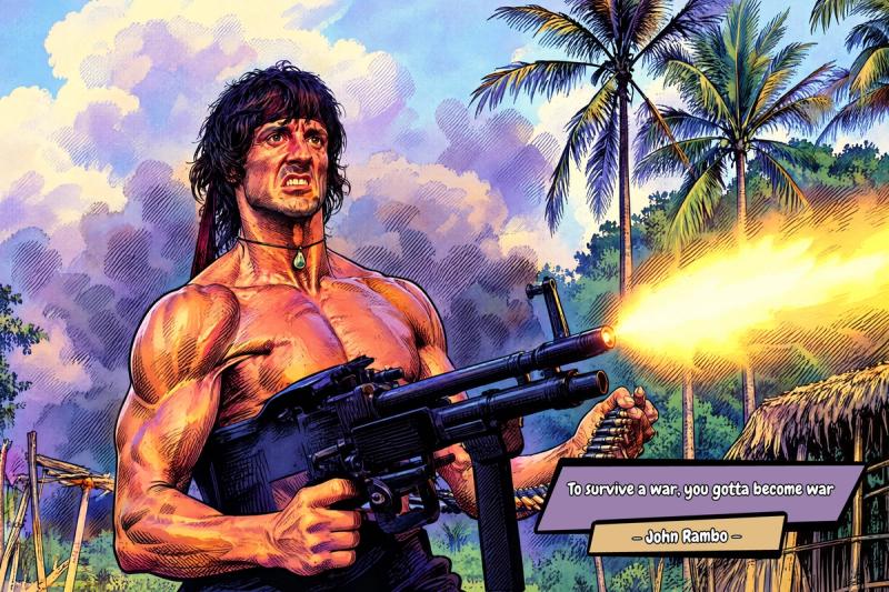 Rambo — Comic Strip Canvas
