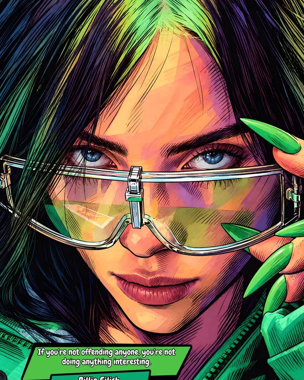 Billie Eilish — Comic Strip Canvas