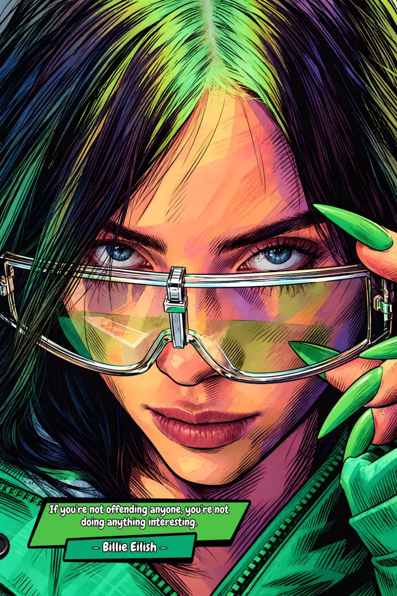 Billie Eilish — Comic Strip Canvas