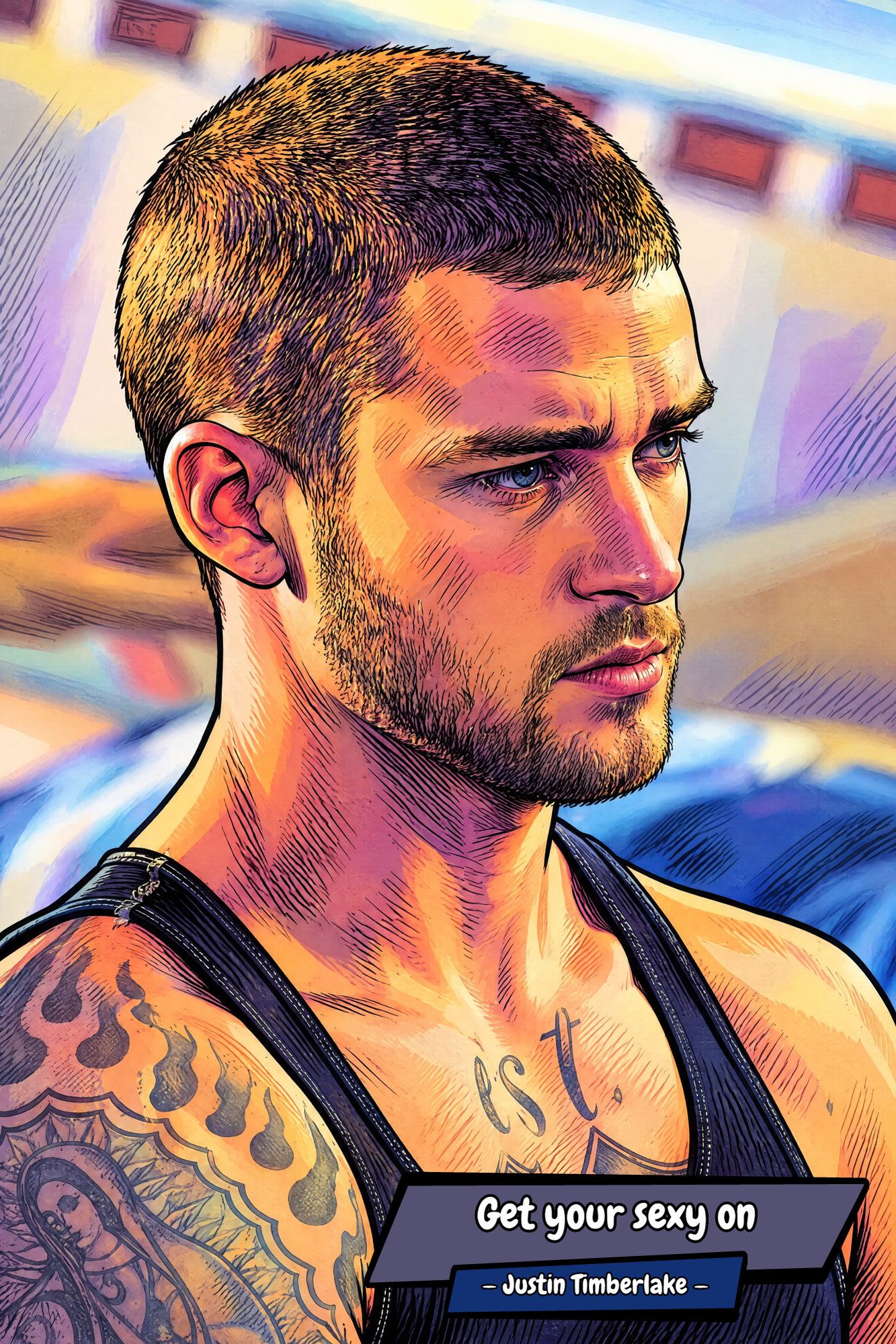 Justin Timberlake — Comic Strip Canvas