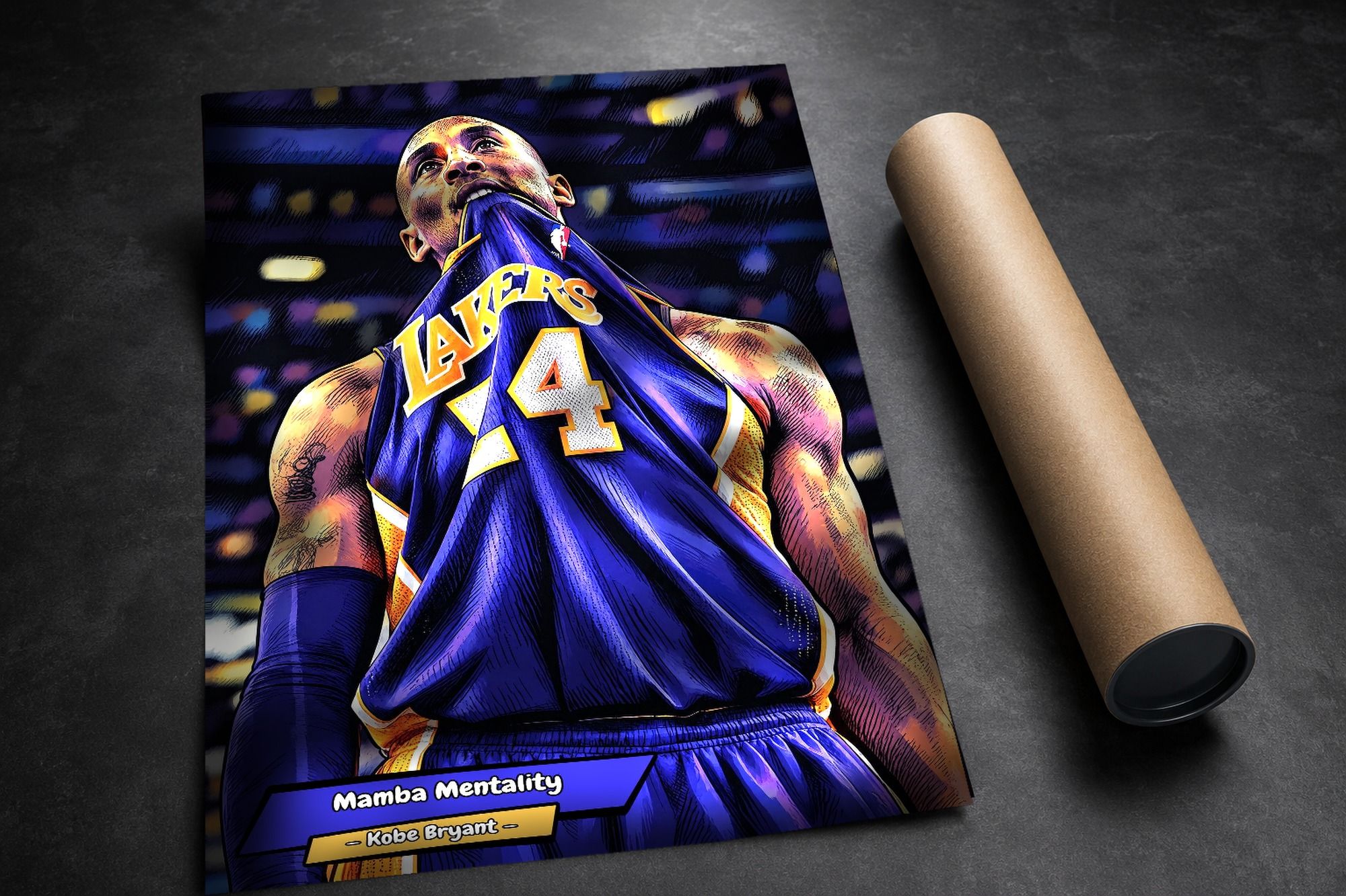 Kobe Bryant — Jersey to Mouth lifestyle mockup — Comic Strip Canvas