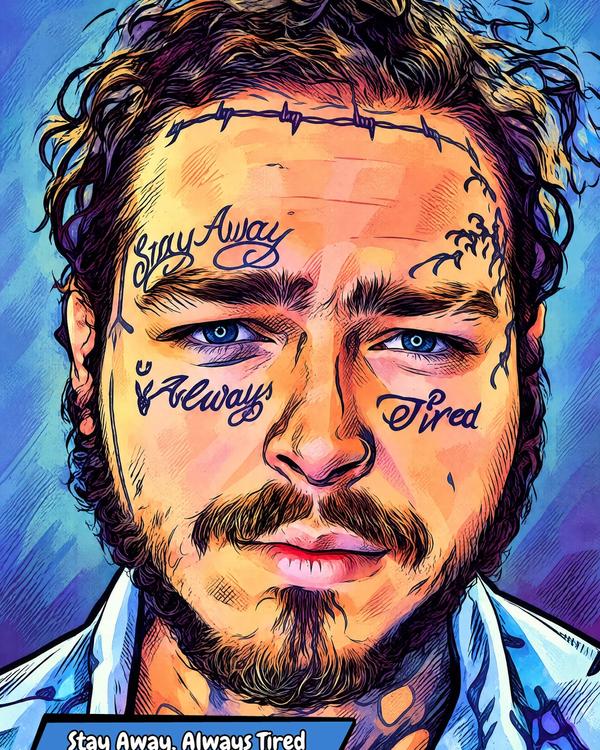 Post Malone — Comic Strip Canvas