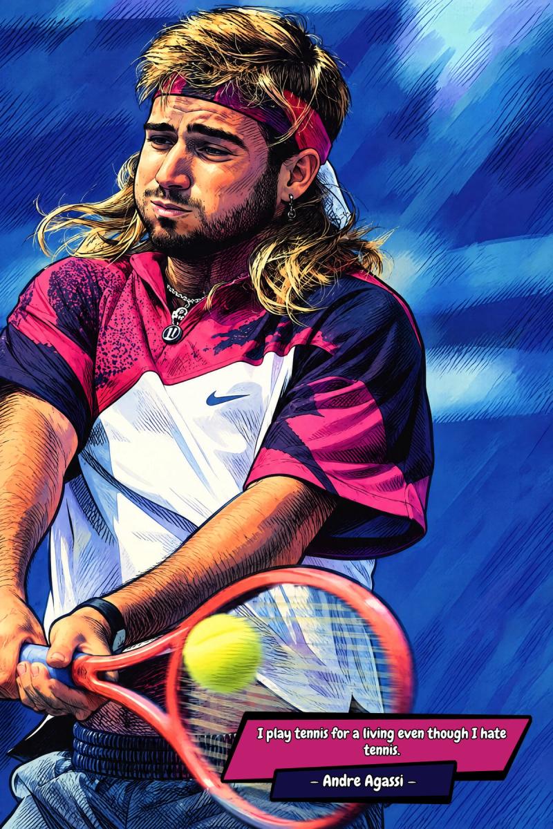 Andre Agassi — Comic Strip Canvas