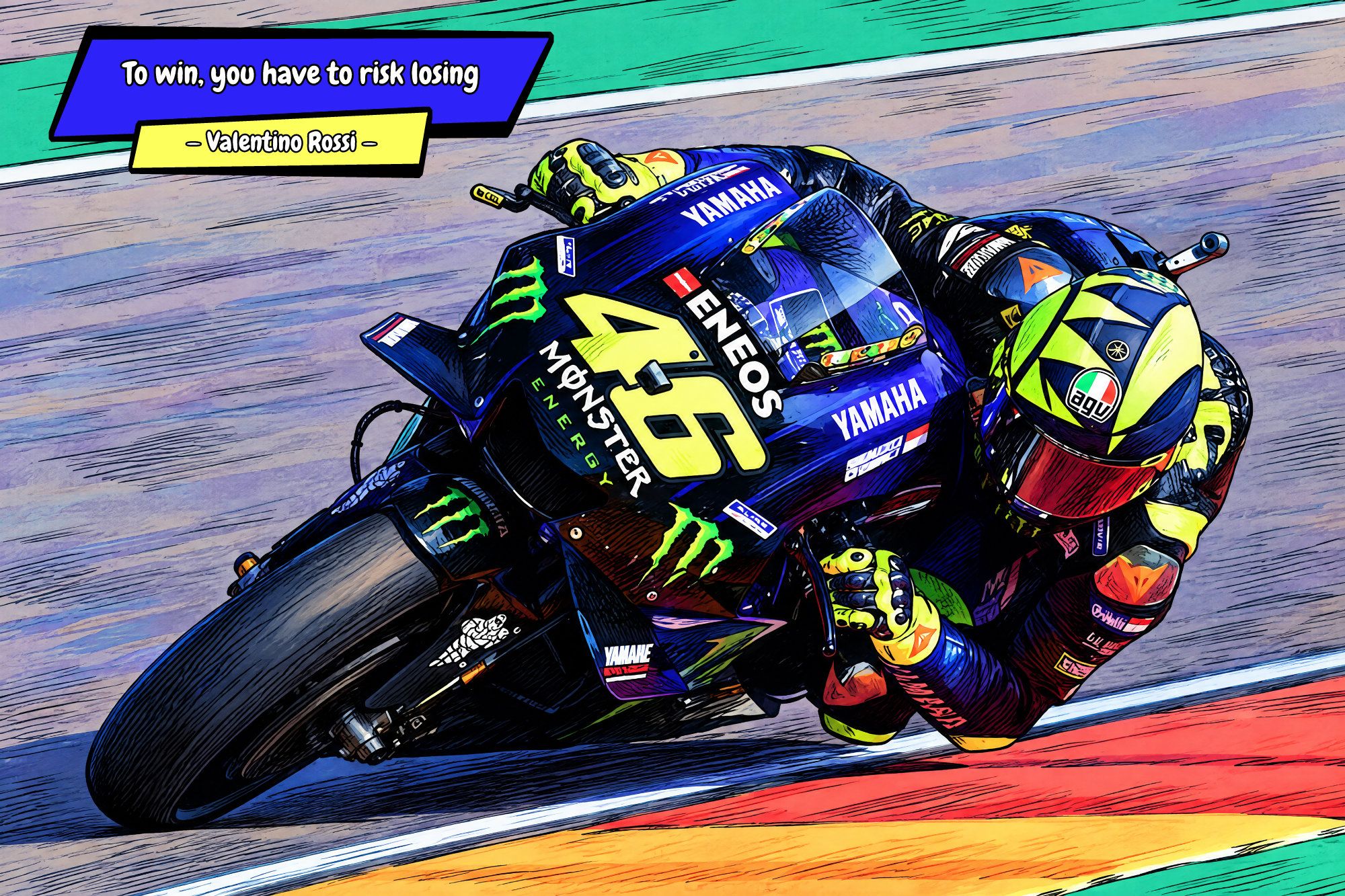 Valentino Rossi — Comic Strip Canvas