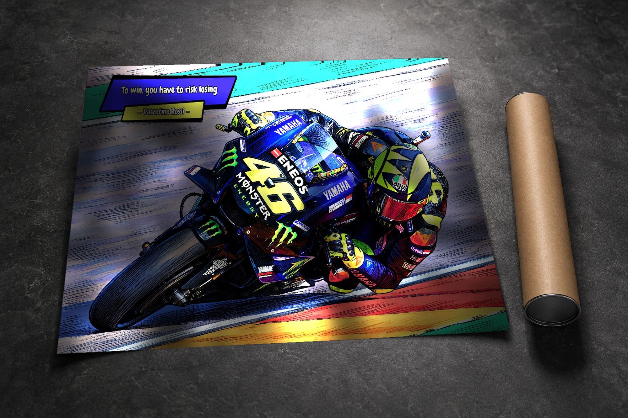 Valentino Rossi lifestyle mockup — Comic Strip Canvas