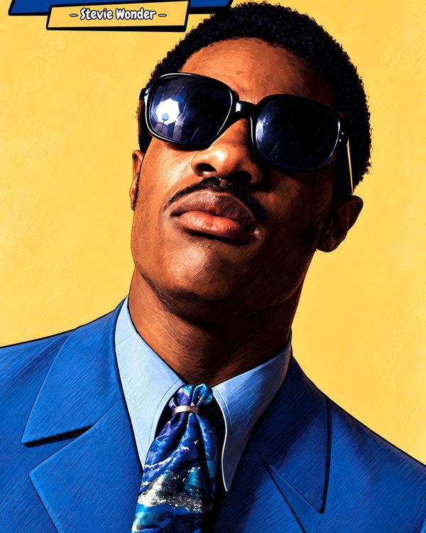 Stevie Wonder — Comic Strip Canvas