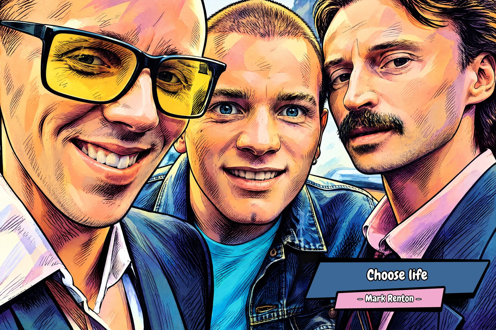 Trainspotting — Comic Strip Canvas
