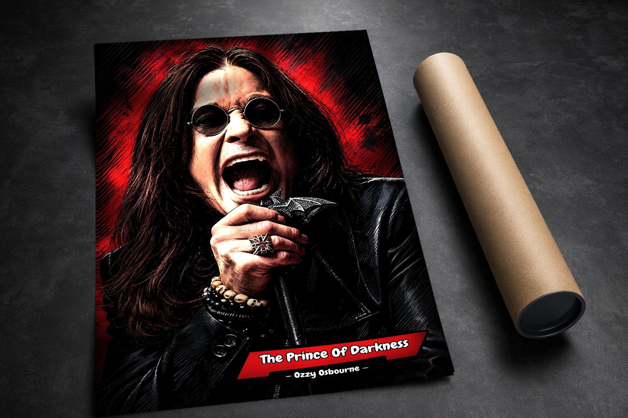 Ozzy Osbourne lifestyle mockup — Comic Strip Canvas