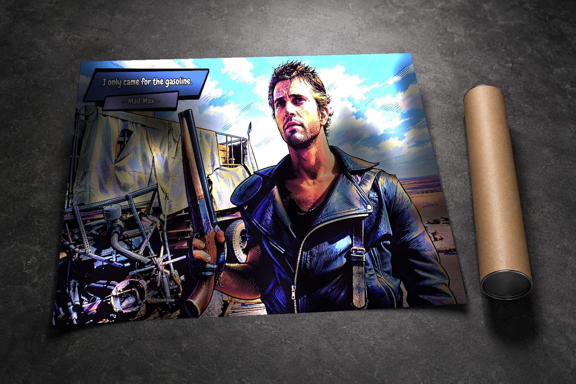 Mad Max — Desert Rig lifestyle mockup — Comic Strip Canvas