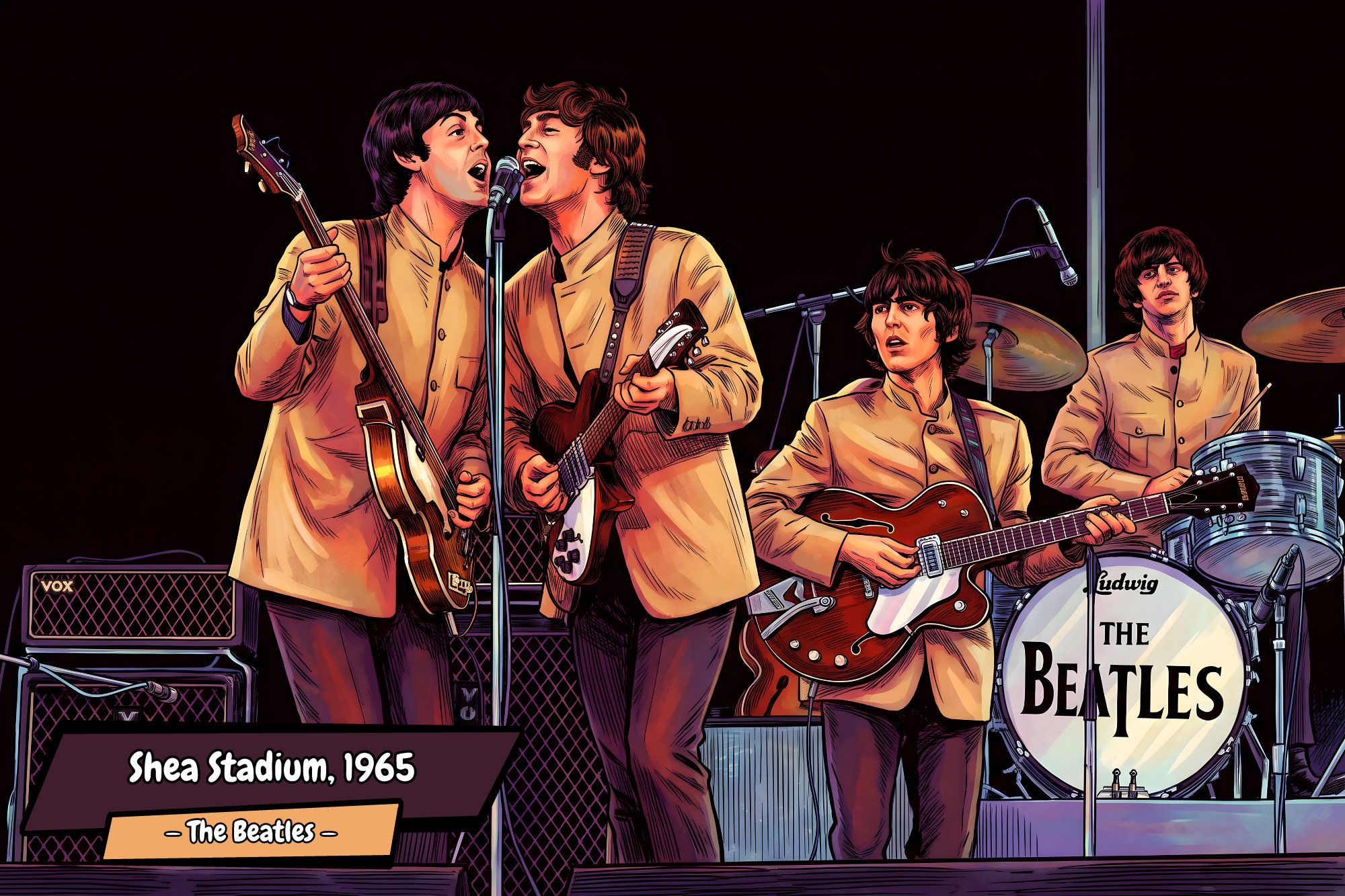 The Beatles — Comic Strip Canvas