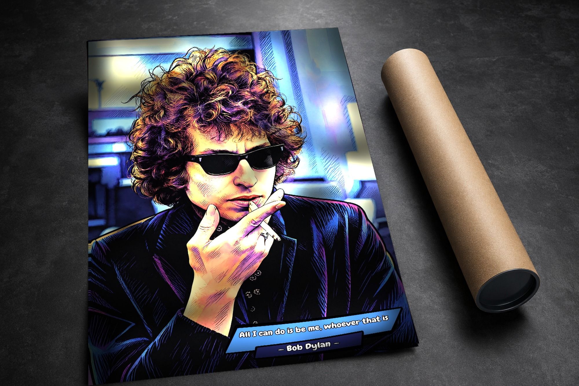 Bob Dylan lifestyle mockup — Comic Strip Canvas