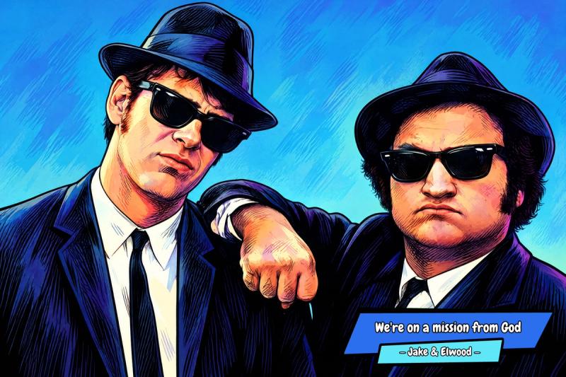 The Blues Brothers — Comic Strip Canvas