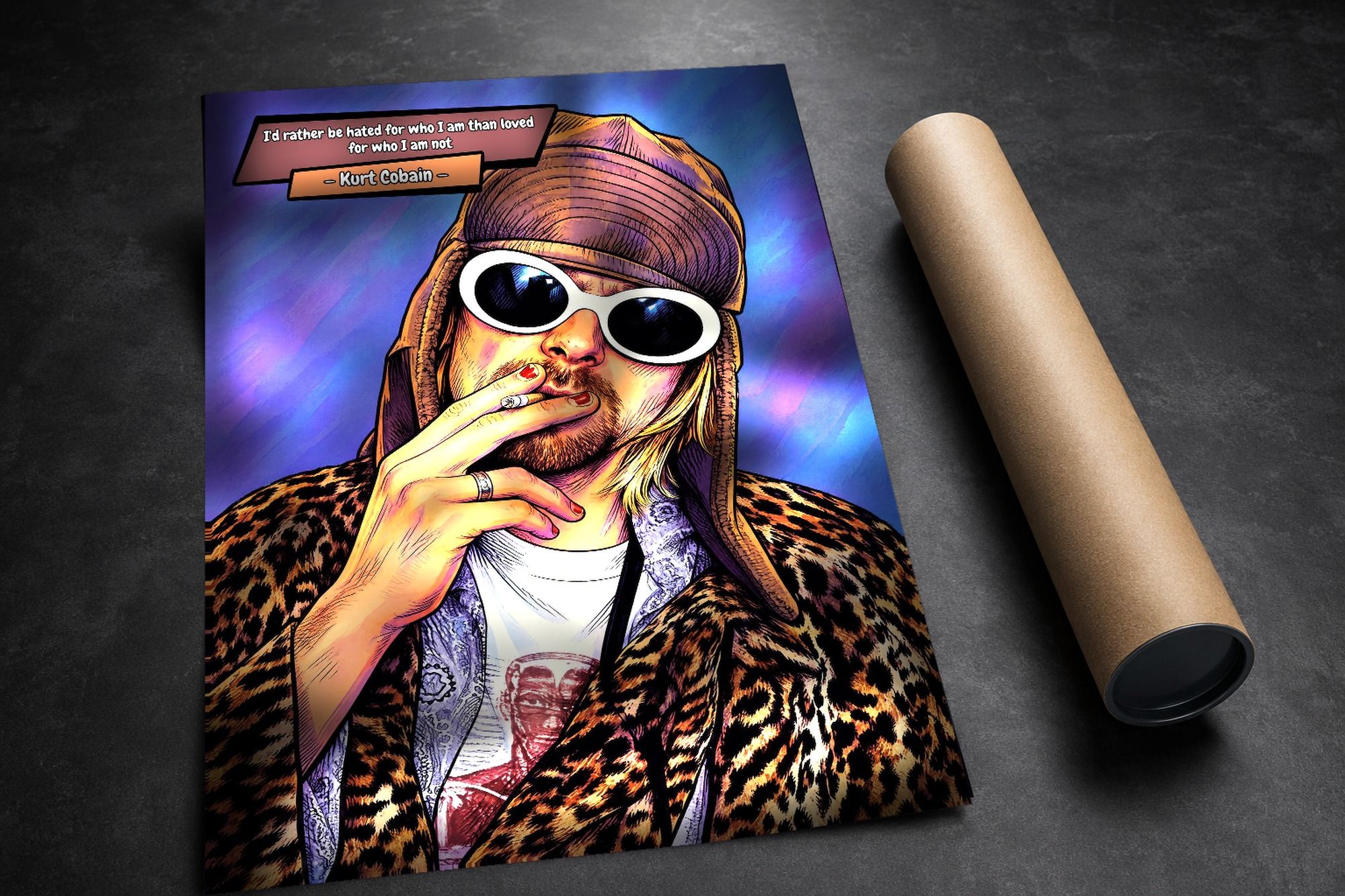 Kurt Cobain lifestyle mockup — Comic Strip Canvas