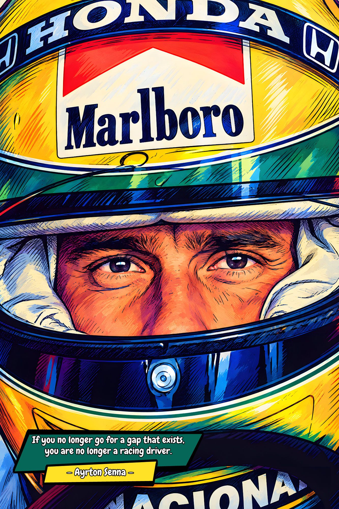 Ayrton Senna — Comic Strip Canvas