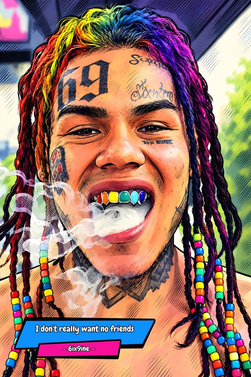 6ix9ine — Comic Strip Canvas