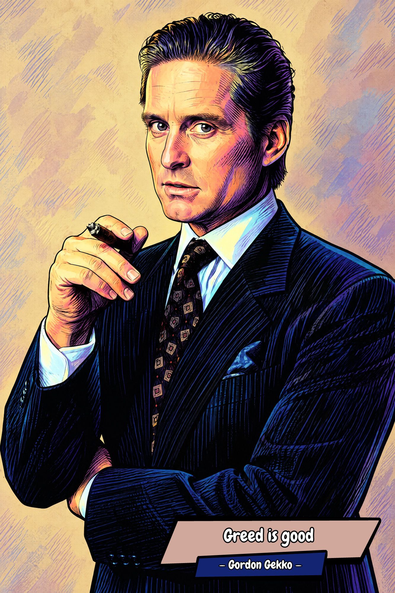 Gordon Gekko — Comic Strip Canvas