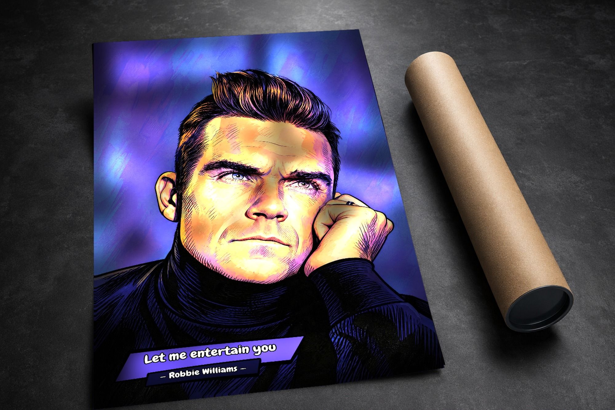 Robbie Williams lifestyle mockup — Comic Strip Canvas