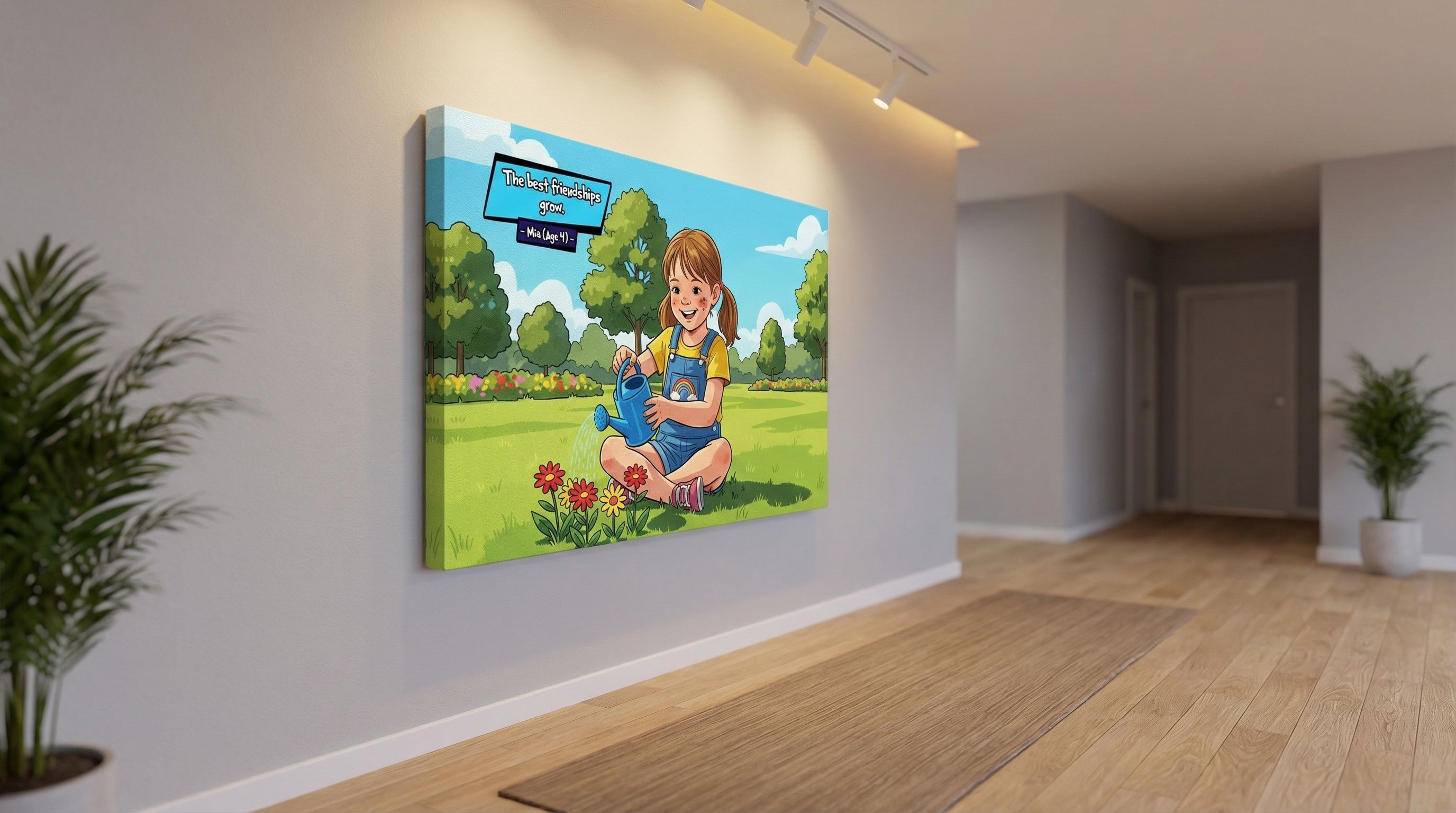 Personalised comic icon example — Mia friendships canvas on wall