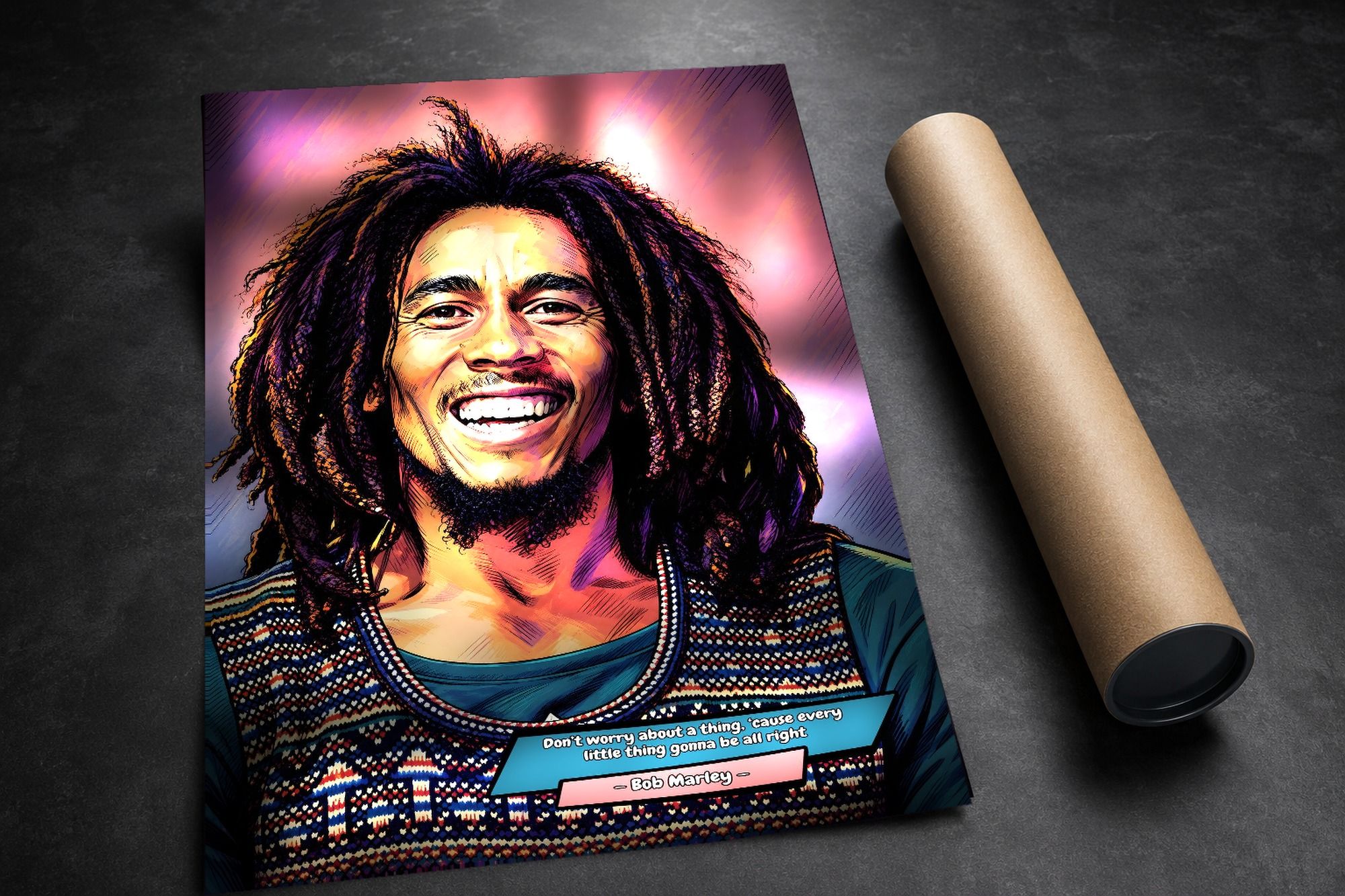 Bob Marley lifestyle mockup — Comic Strip Canvas