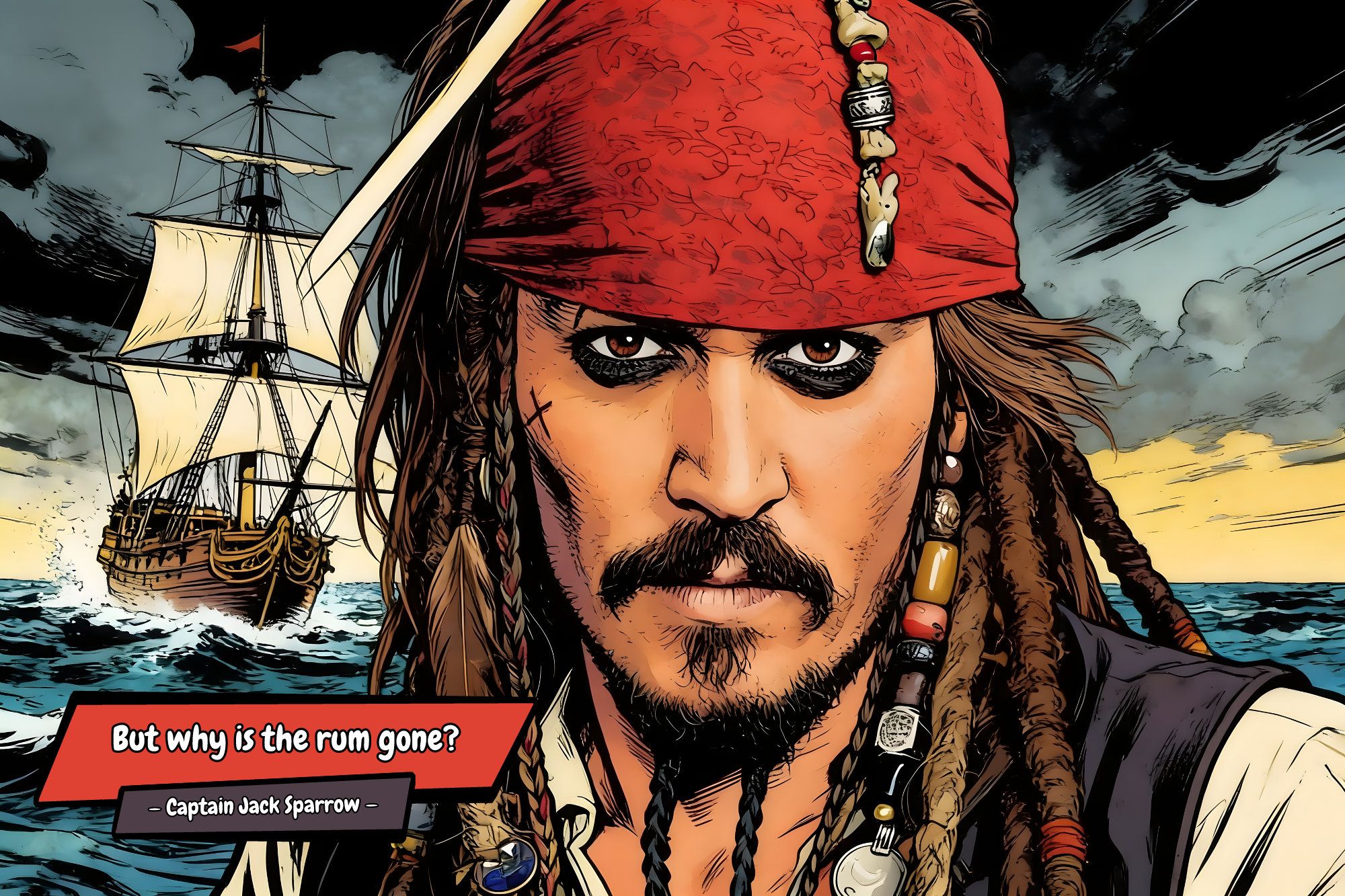 Jack Sparrow — Comic Strip Canvas