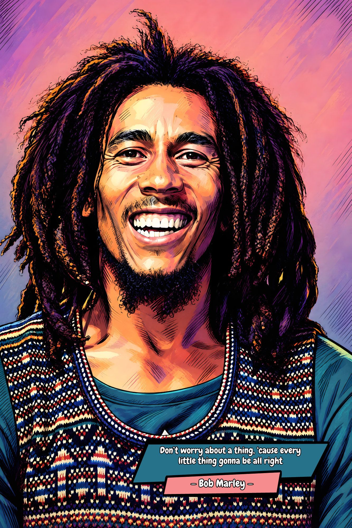 Bob Marley — Comic Strip Canvas