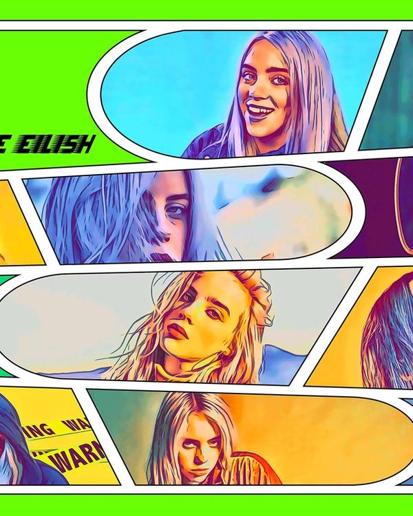 Billie Eilish — Comic Strip Canvas