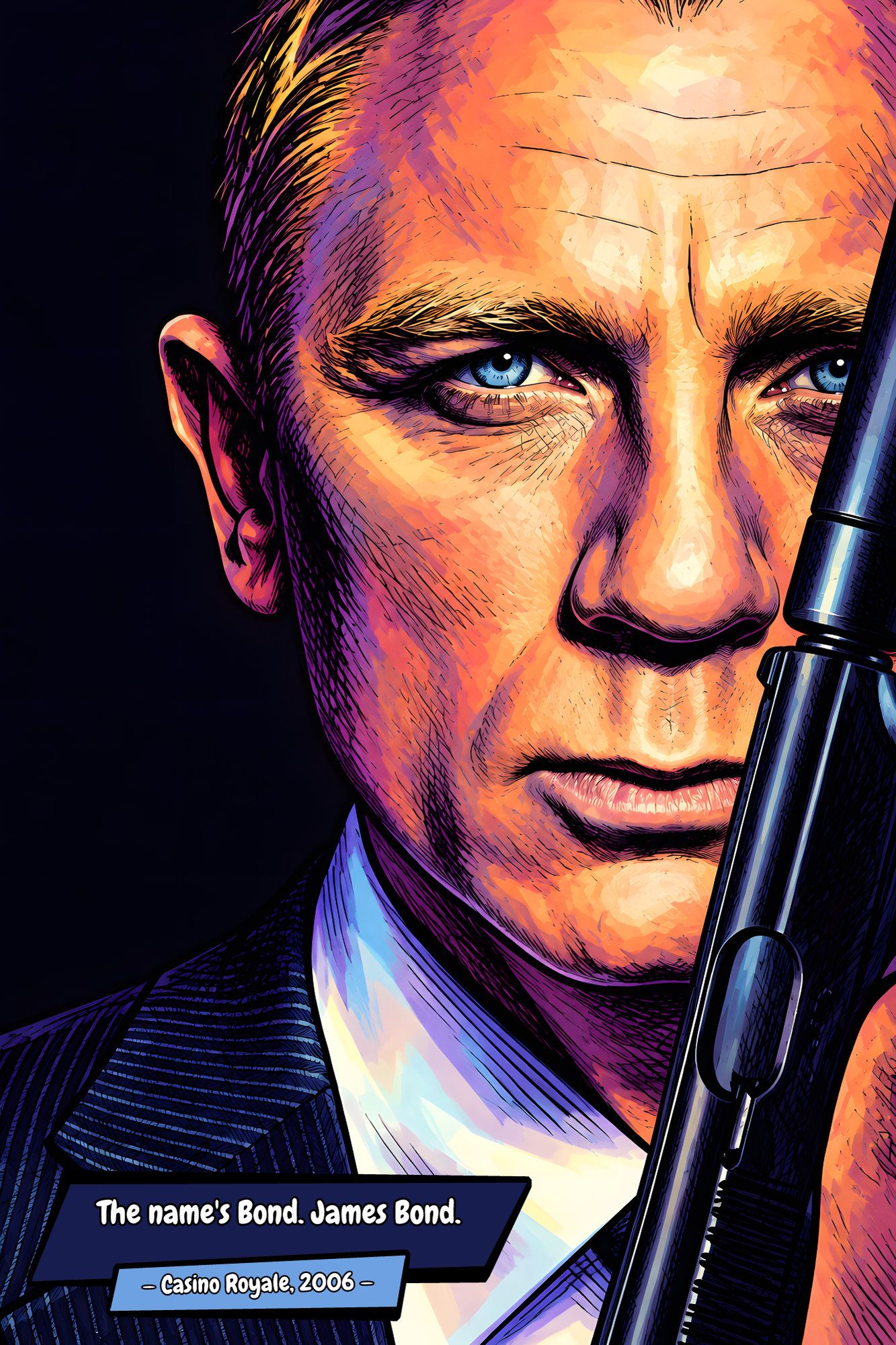 007 - Daniel Craig — Comic Strip Canvas