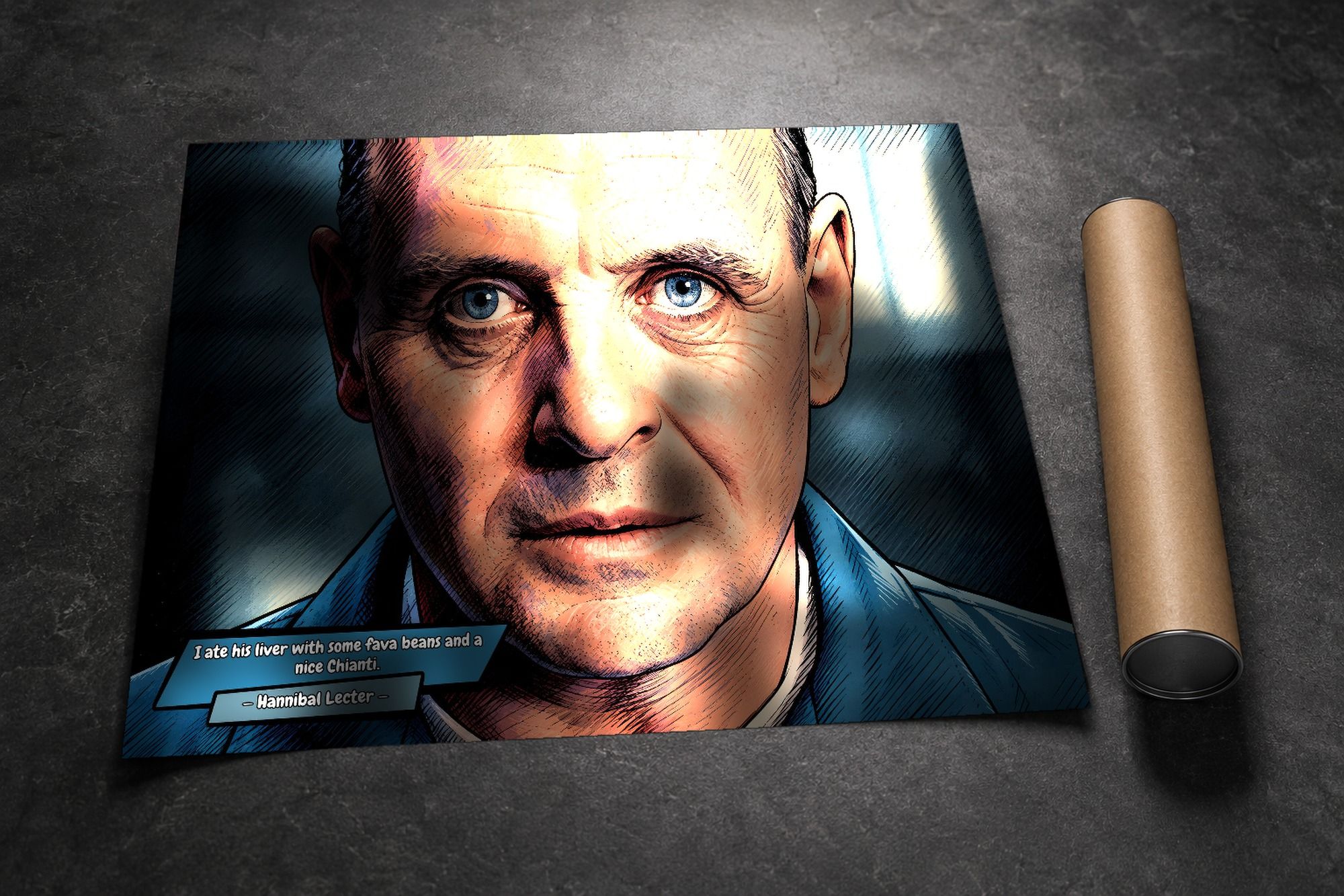 Hannibal Lecter lifestyle mockup — Comic Strip Canvas