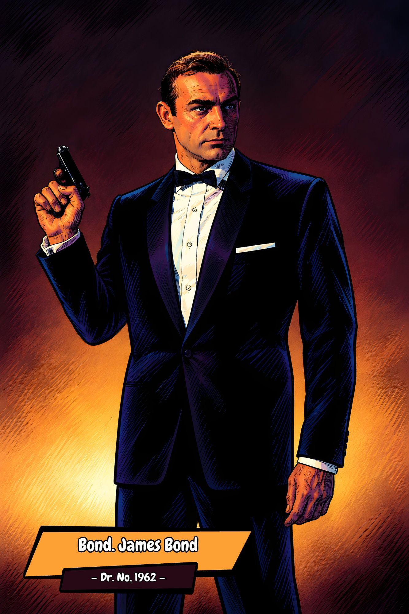 007-Sean Connery — Comic Strip Canvas
