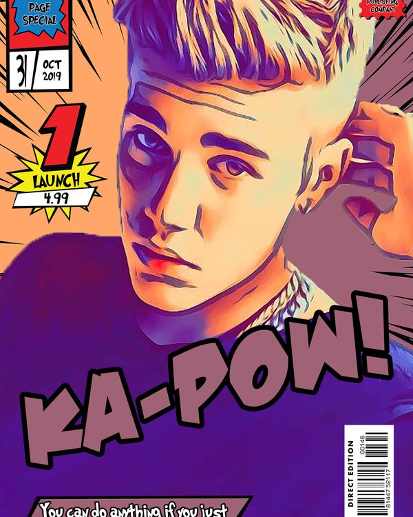 Justin Bieber — Comic Strip Canvas