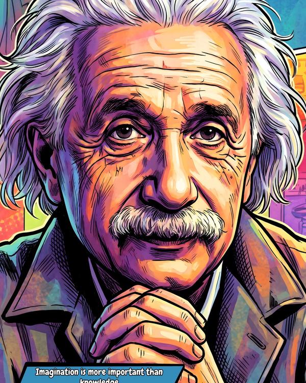 Albert Einstein — Comic Strip Canvas