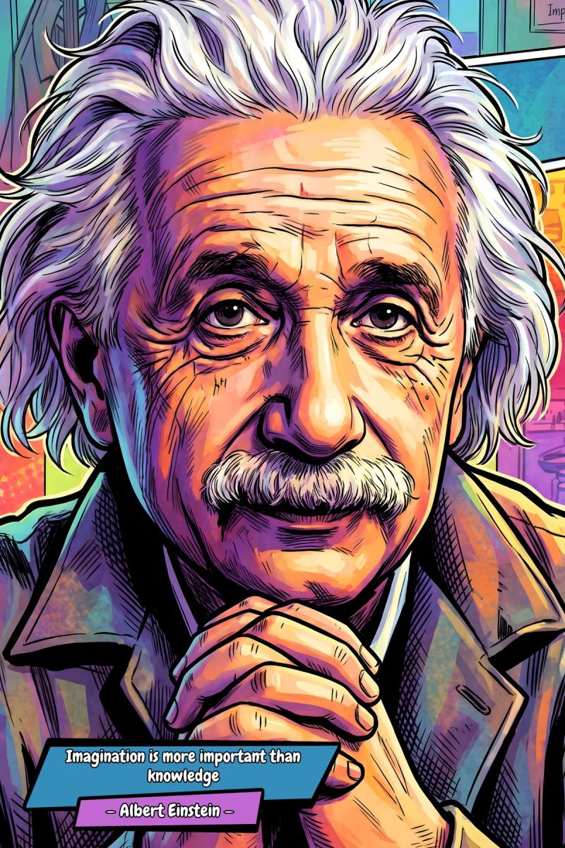 Albert Einstein — Comic Strip Canvas
