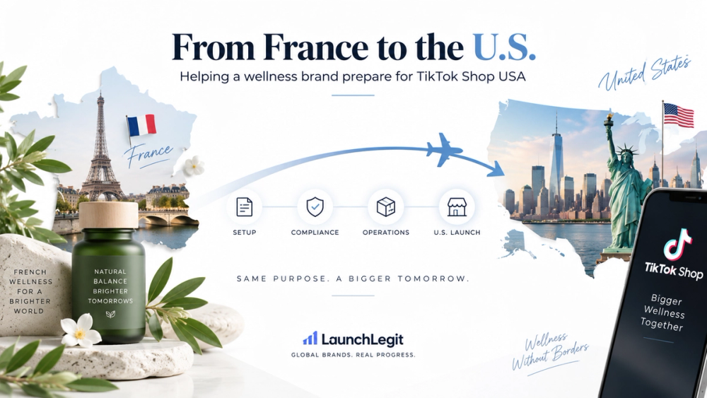 French wellness brand expanding to the United States with LaunchLegit’s TikTok Shop setup and U.S. representative support.