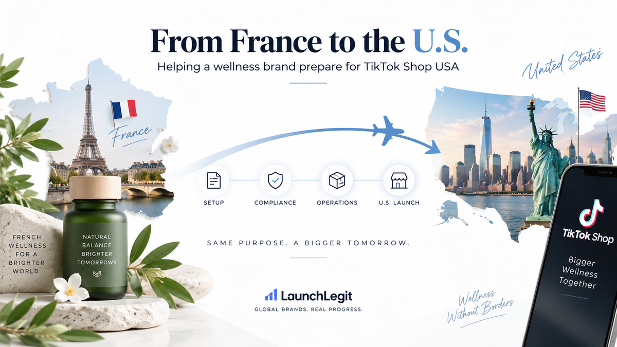 French wellness brand expanding to the United States with LaunchLegit’s TikTok Shop setup and U.S. representative support.