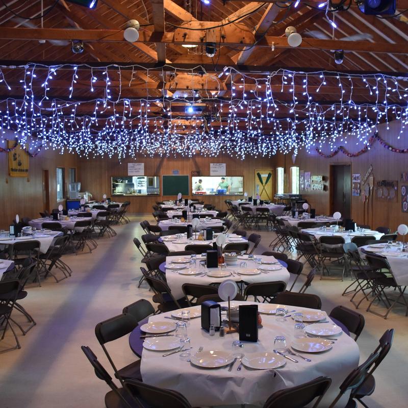 Dining hall for a banquet dinner at Canadian Adventure Camp