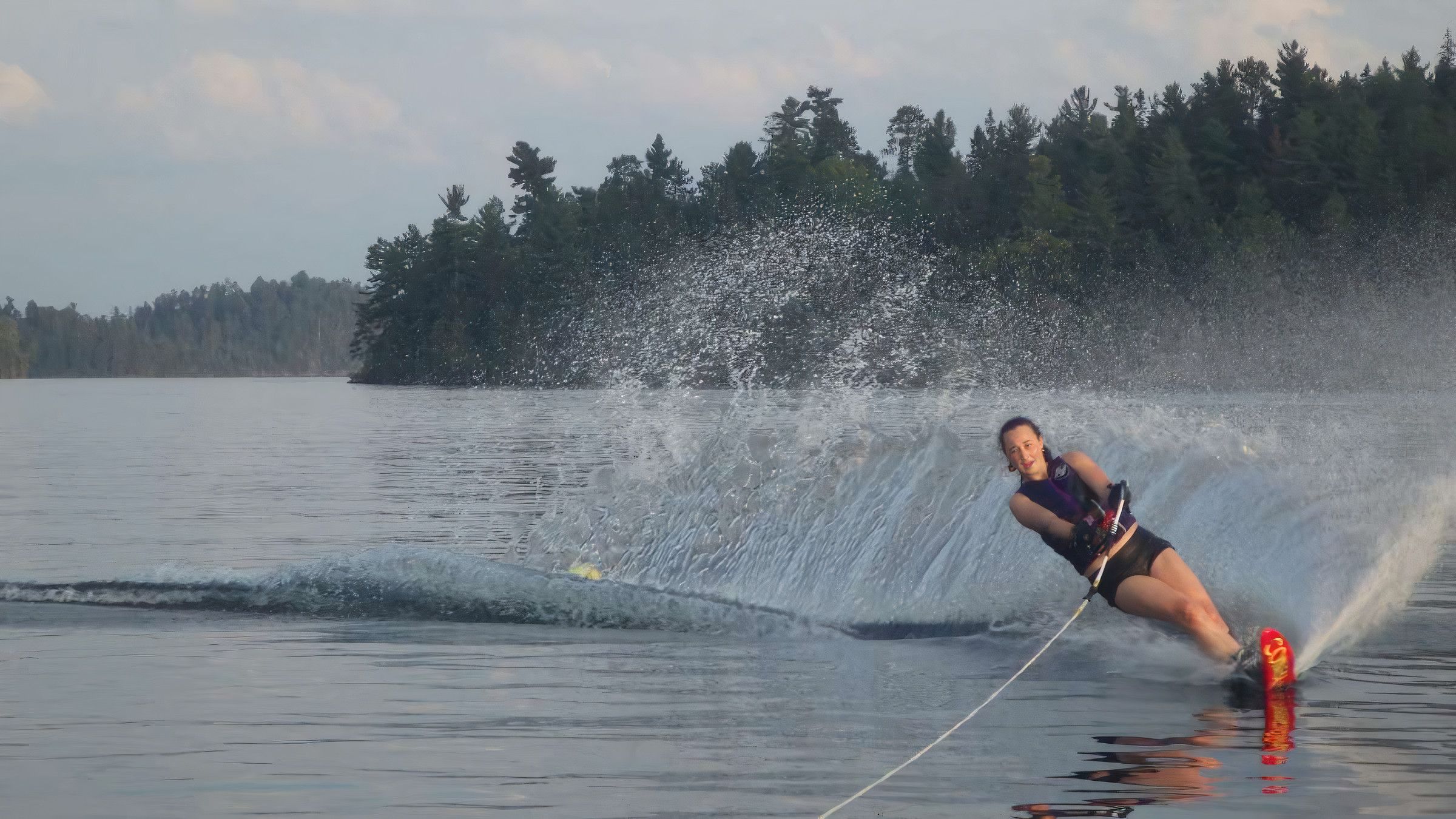 camper waterskiing on the lake at Canadian Adventure Camp