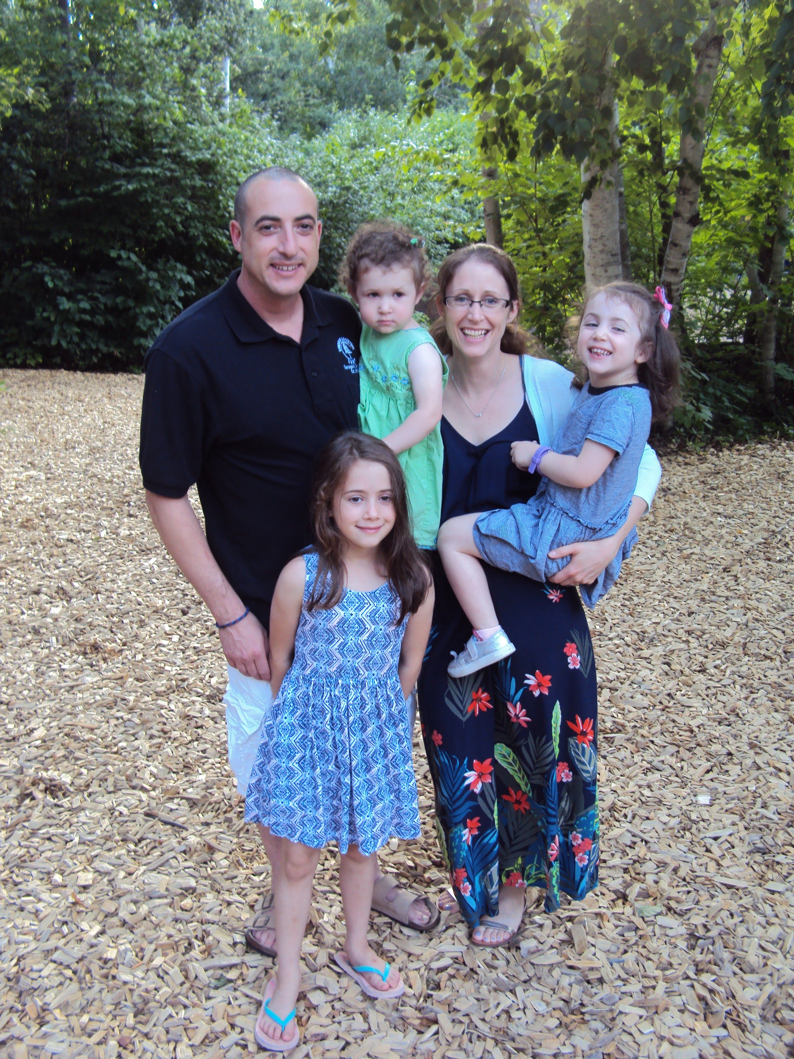 Happy family at summer camp