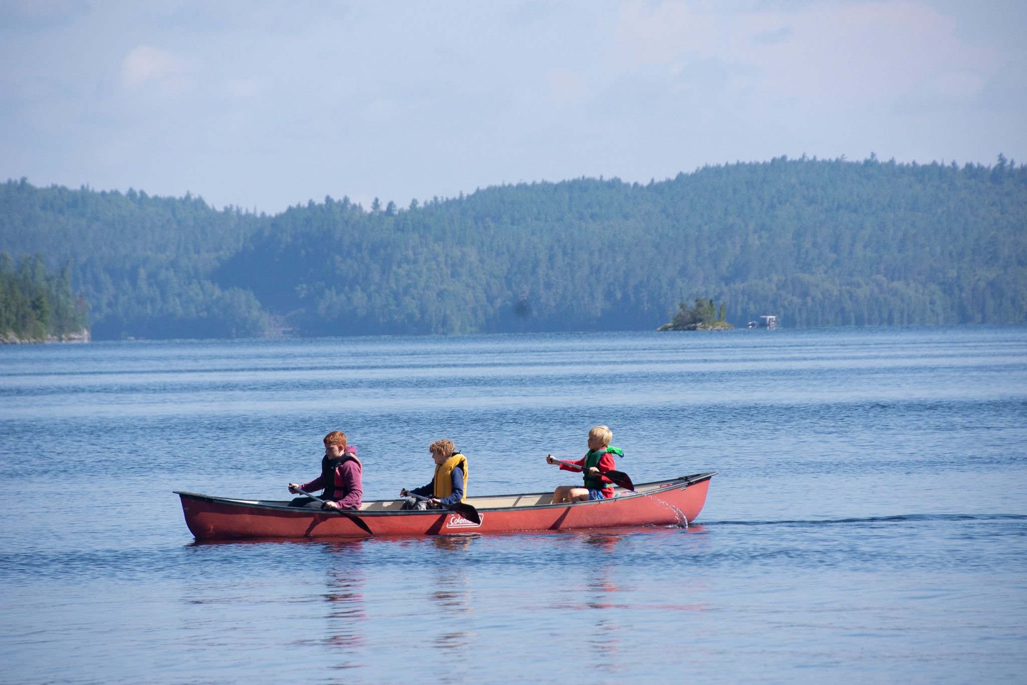 campers canoeing on lake Temagami at Canadian Adventure Camp