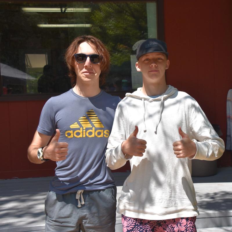 Senior campers giving thumbs up to the camera at Canadian Adventure Camp.